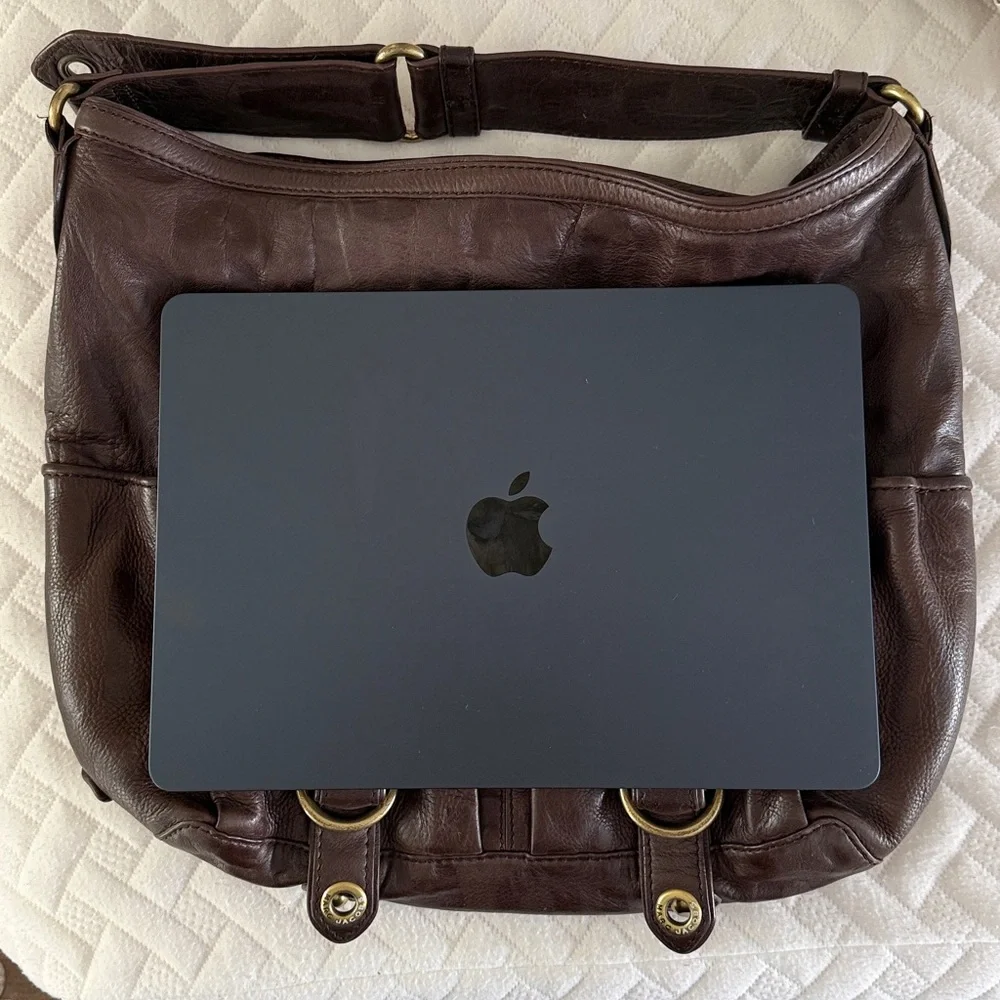 Marc Jacobs Dark Brown Leather Hobo Shoulder Bag with Gold Hardware